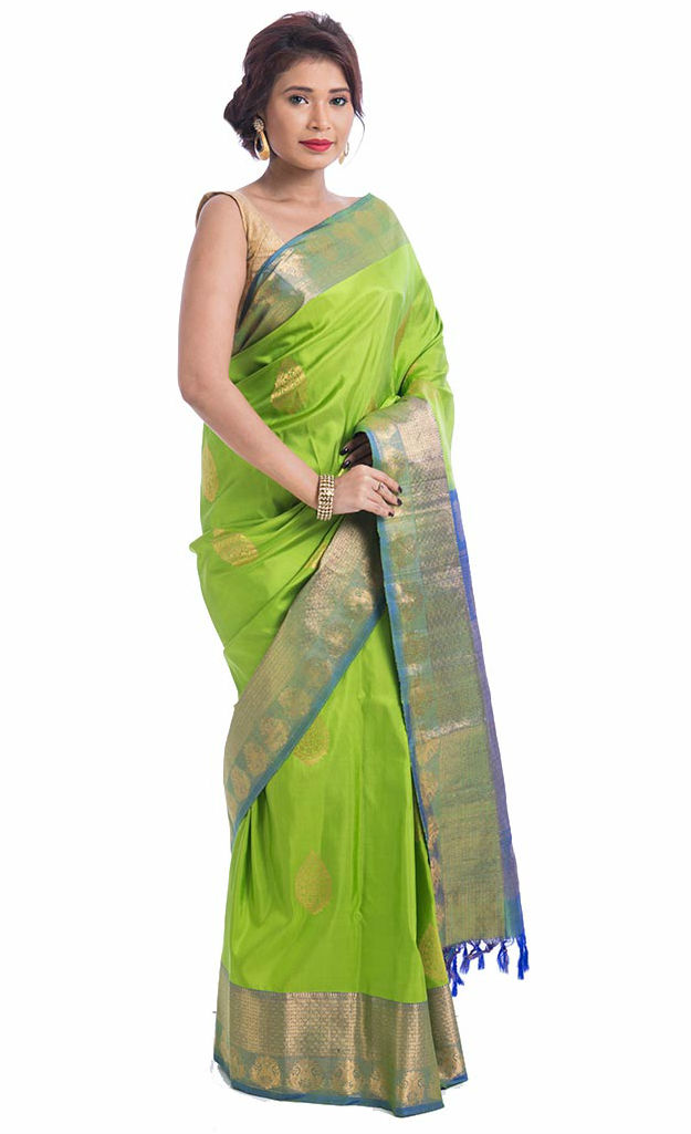 Saree Market Gadwal Handloom Silk Saree Green Colour
