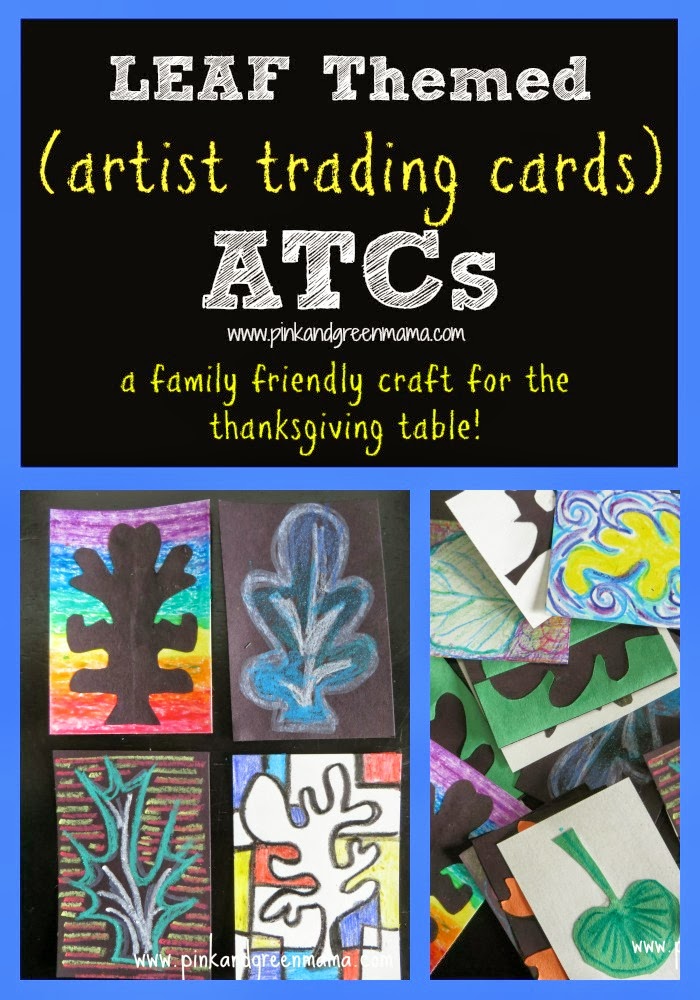 Pink and Green Mama Leaf Themed Artist Trading Cards A Multi