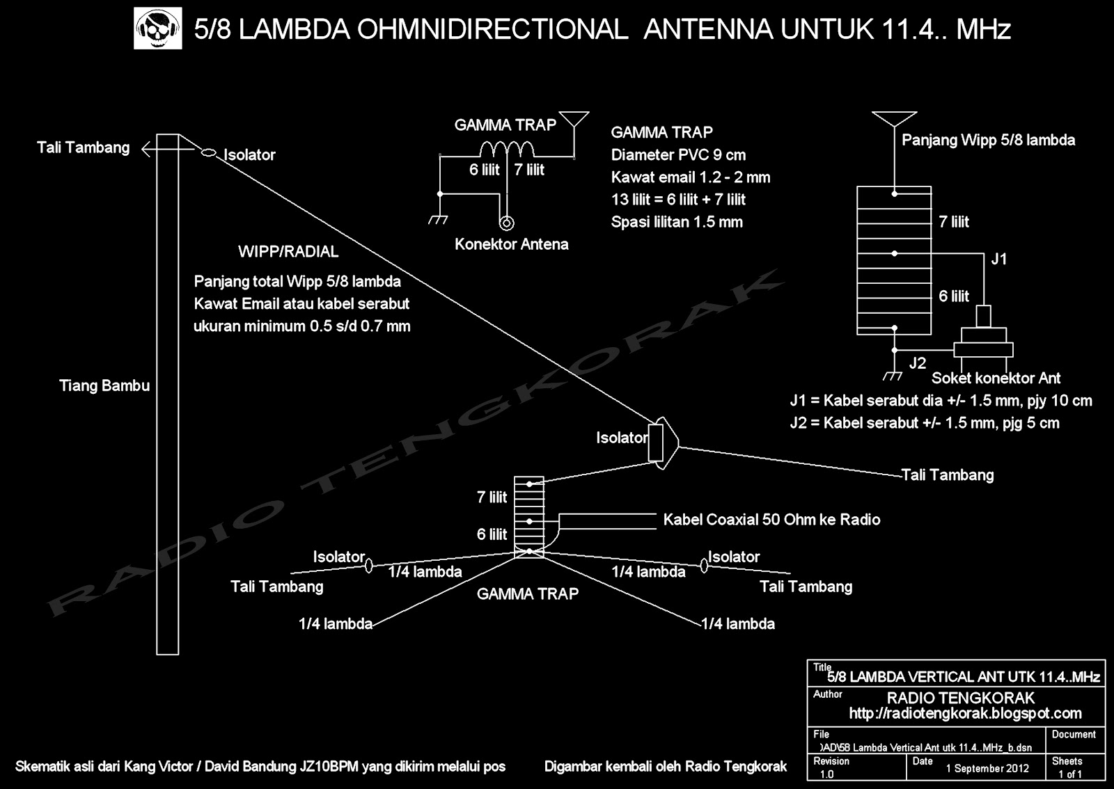 RADIO TENGKORAK 5 8 LAMBDA OHMNIDIRECTIONAL ANTENNA UNTUK 114 MHz