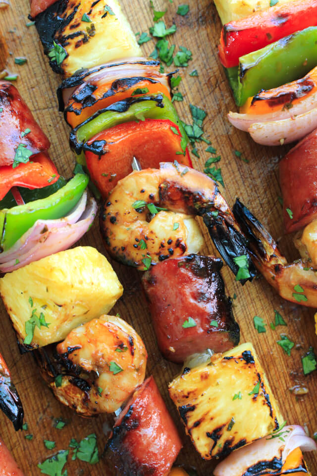 Pineapple Shrimp and Kielbasa Kabobs The Two Bite Club