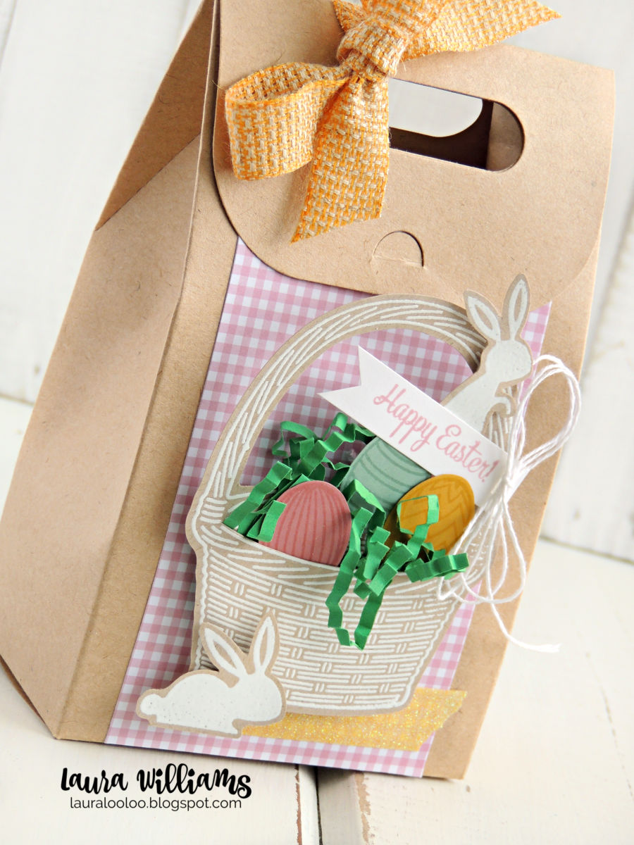 Use the Easter Basket Stamp Set from Impression Obsession to decorate a fun Easter treat box to fill with treats and goodies. #papercrafts #easter #iostamps #funstampersjourney #partyfavor #easterparty
