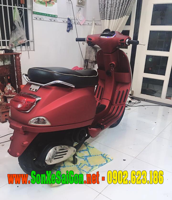 Mẫu sơn xe Vespa S 125 màu đỏ đô nhám cực đẹp - SƠN XE GIÁ RẺ