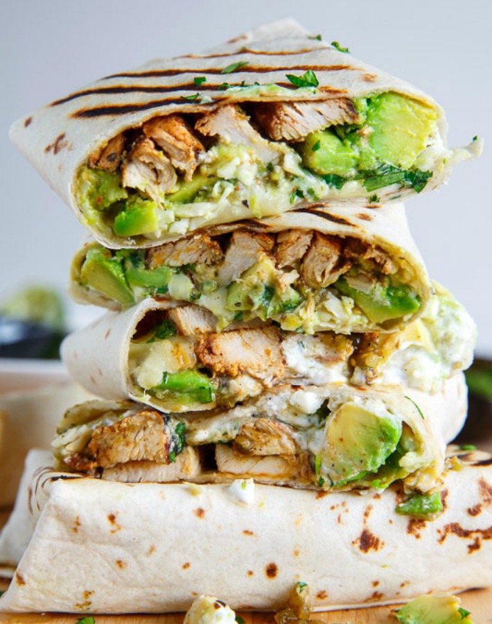 Burritos de pollo con aguacate