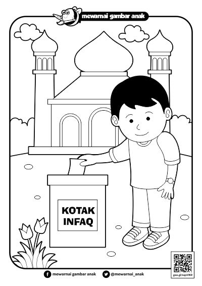 Mewarnai Gambar Anak: Mewarnai Gambar Berinfaq Di Masjid