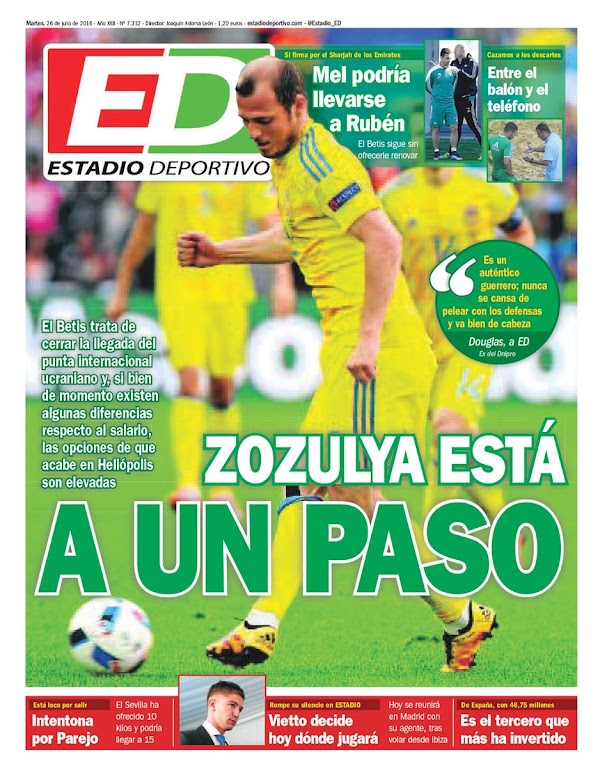 Betis, Estadio Deportivo: "Zozulya está a un paso"