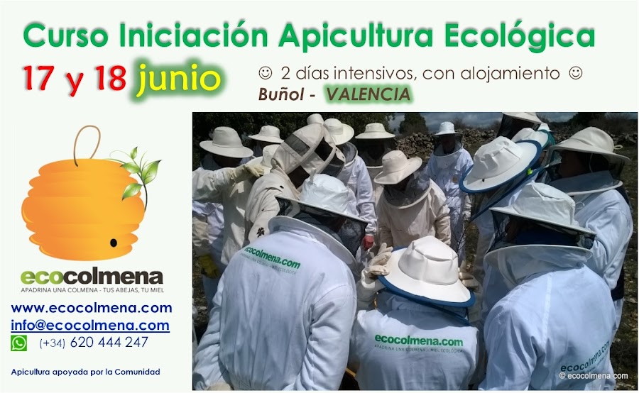 Curso de Iniciación de Apicultura Ecológica entre el 17 y 18 junio en Buñol, Valencia, España