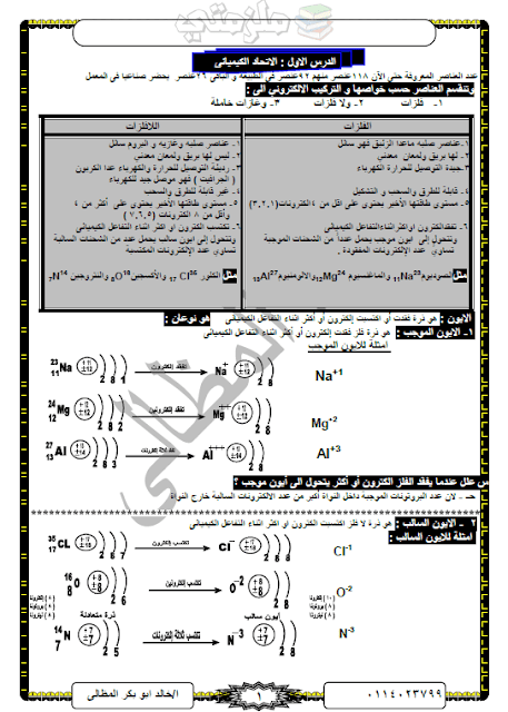 ملزمة علوم للصف الأول الإعدادي الترم الثاني