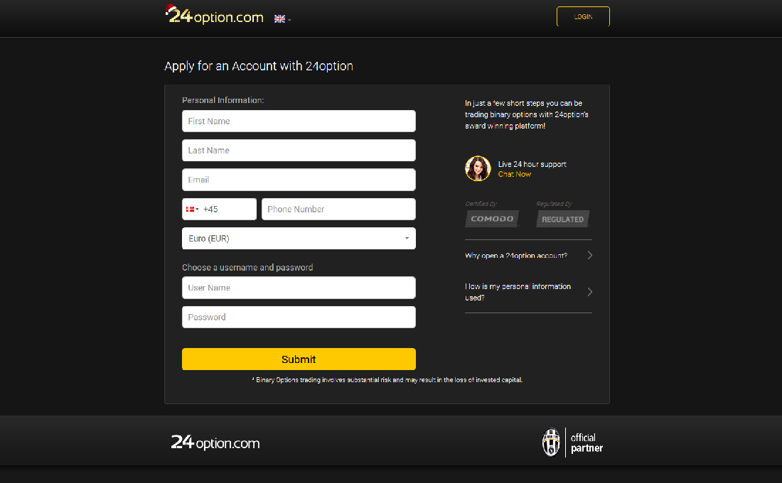 Open binary options account 250