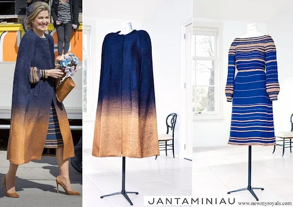 Queen Maxima wore JANTAMINIAU cape coat and dress