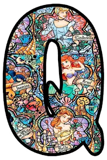 Abecedario con Vitral de las Princesas Disney. Disney Princess in Stained Glass Alphabet.