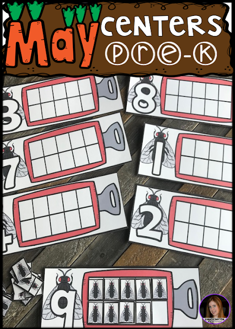 Are you looking for fun and simple thematic centers that you can prep quickly for your preschool classroom? Preschool Spring Centers for May was created for children ages 4-6.  These centers are sure to keep their interest and will help build important literacy, math and writing (fine-motor) skills.