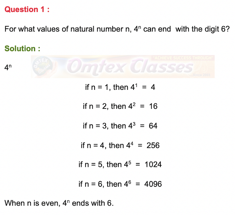 OMTEX CLASSES: For what values of natural number n, 4n can end with the ...