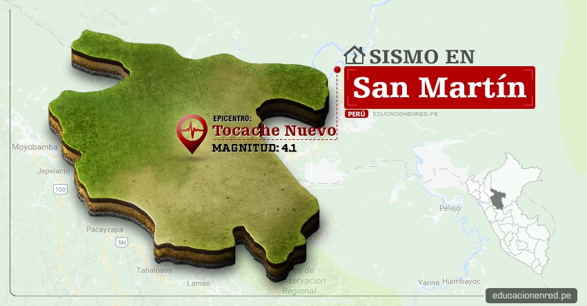 Temblor en San Martín de 4.1 Grados (Hoy Martes 10 Enero 2017) Sismo EPICENTRO Tocache Nuevo - Tarapoto - IGP - www.igp.gob.pe