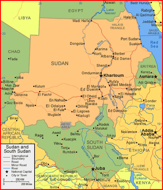 image: Map of Sudan and South Sudan
