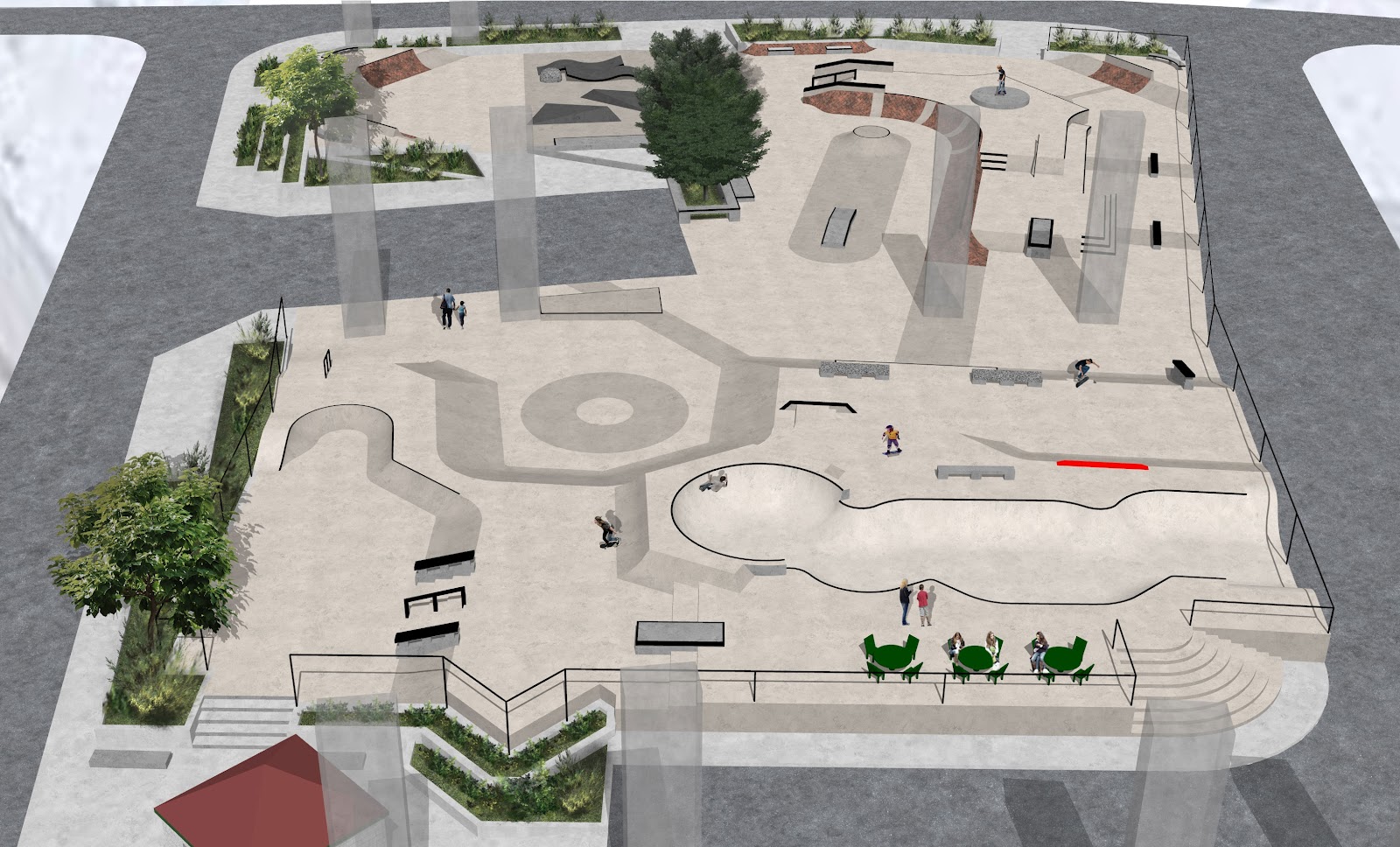 Boise Skateboard Association Grindline drawings for Rhodes Park redesign/build