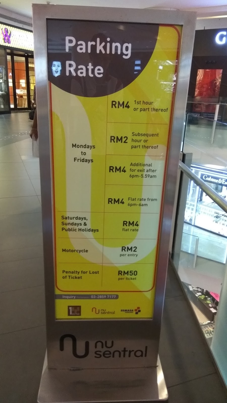Parking Rate Fee Charges: NU Sentral Mall & 1 Sentrum Parking