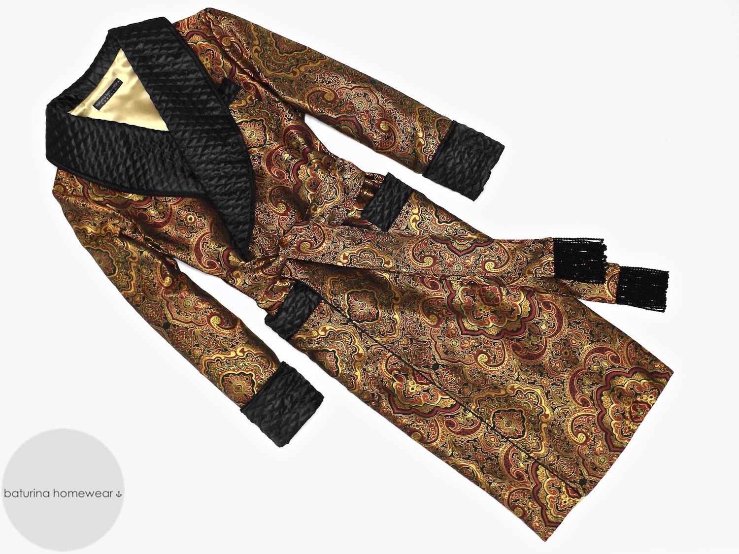 Men's Quilted Silk Luxury Dressing Gown, Gentleman's Paisley Smoking