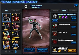 marvel avengers alliance team management screen