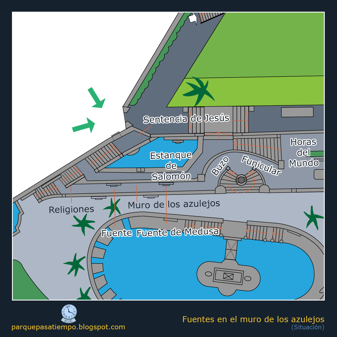 Parque del Pasatiempo: a-10 Fuentes del muro de azulejos (Fuente con