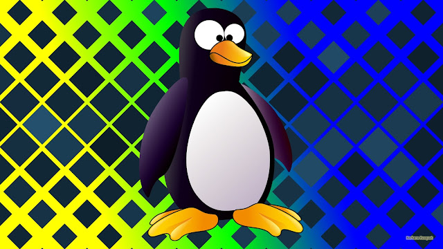 Pinguin op vrolijke achtergrond