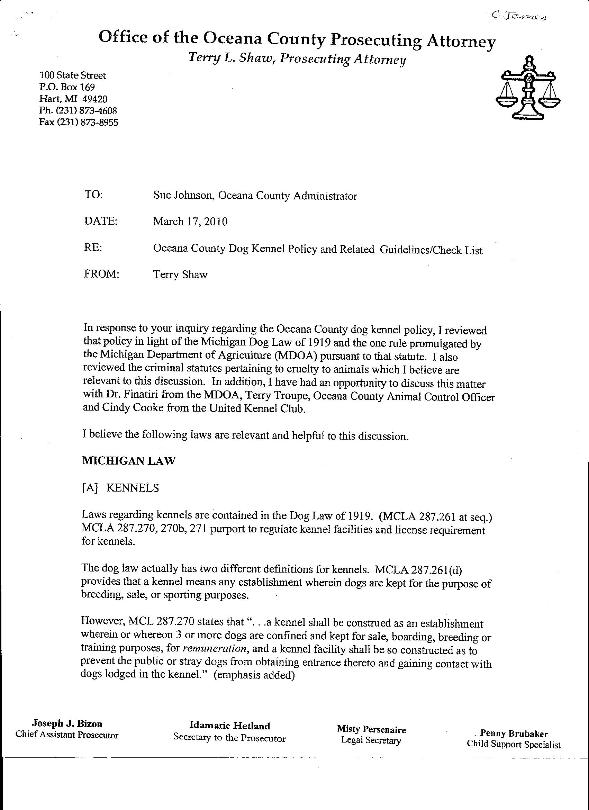 Michigan Dog Law of 1919, as amended