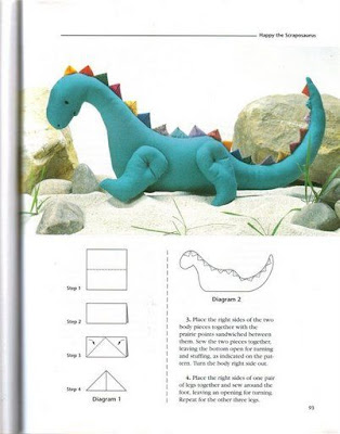 dinossauro em tecido com PAP (DIY) e molde