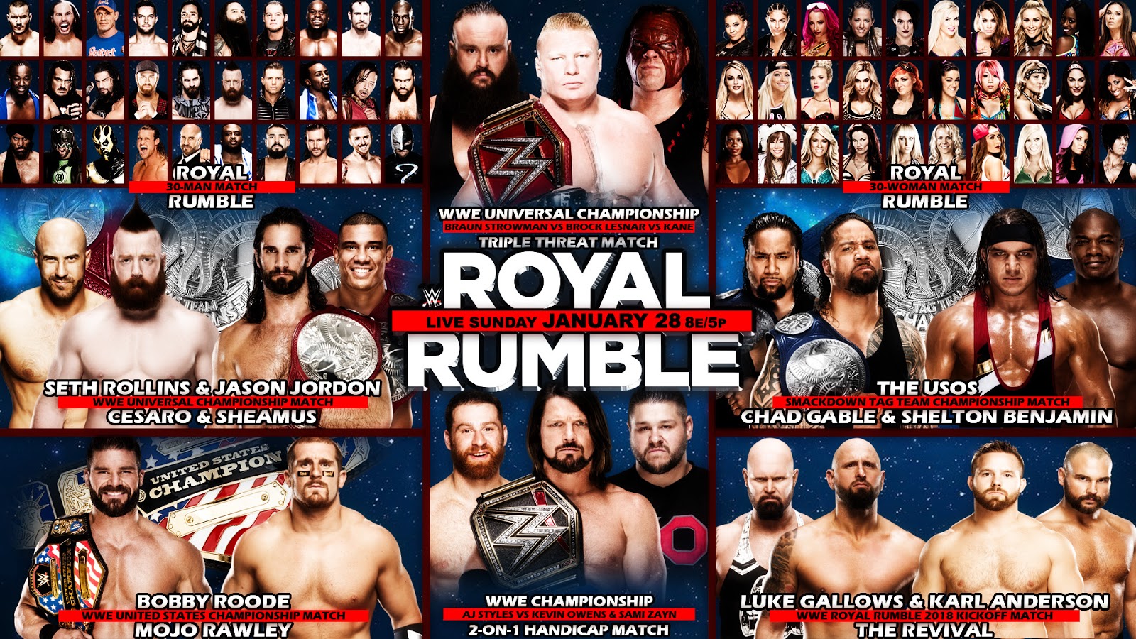 Wwe Royal Rumble 2018 Wwe Match Cards Wallpaper