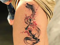 Simple Chinese Dragon Outline Tattoo