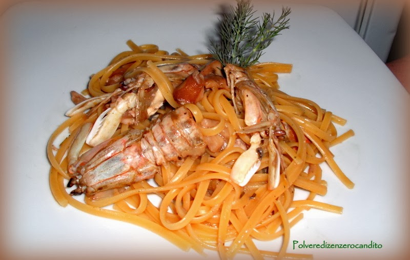 linguine con cicale di mare e porcini