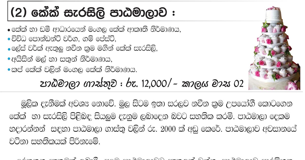 Cake classes Sandy Foods Sri Lanka