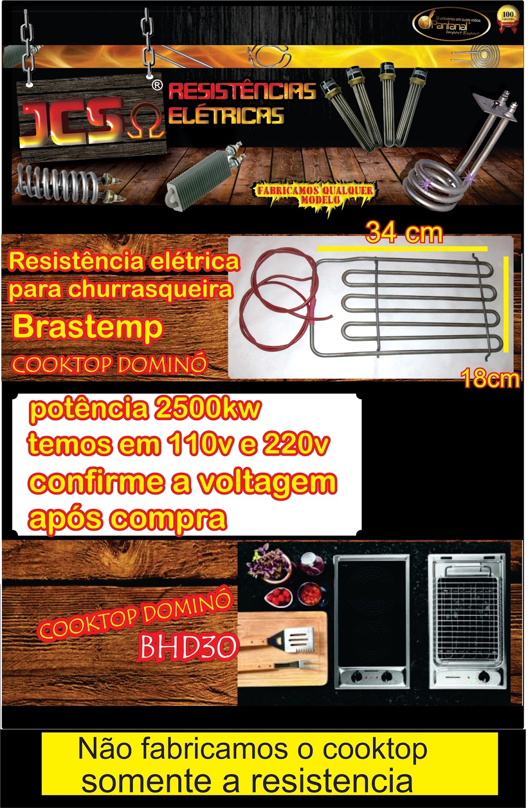 JCS resistencias elétricas resistencia eletrica churrasqueira cooktop