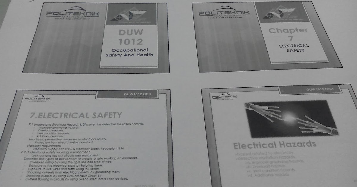 My Osh Course Electrical safety class