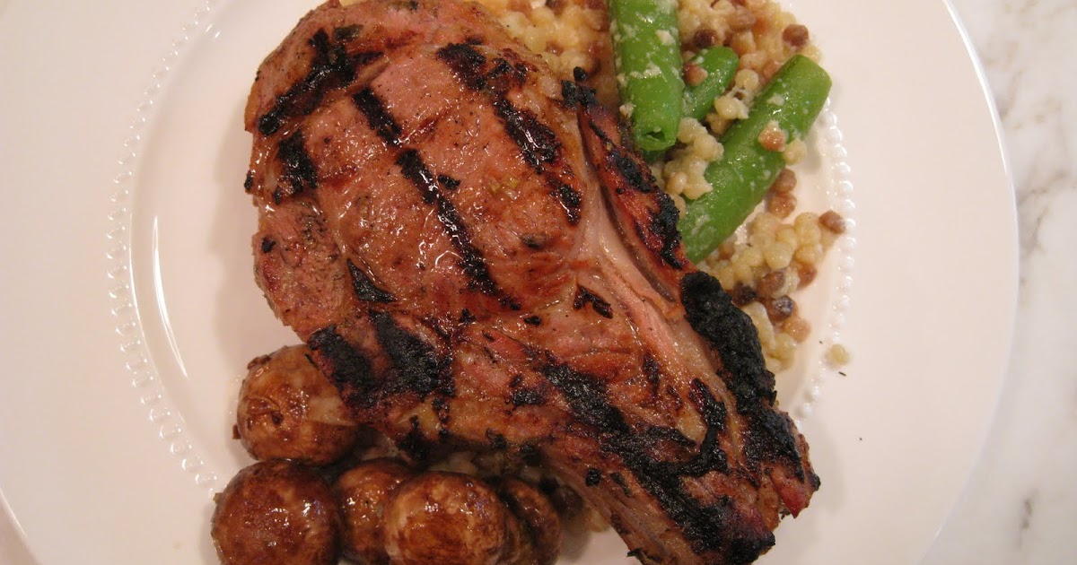 Grilled Veal Chops with Mustard, Sage and Lemon Marinade.