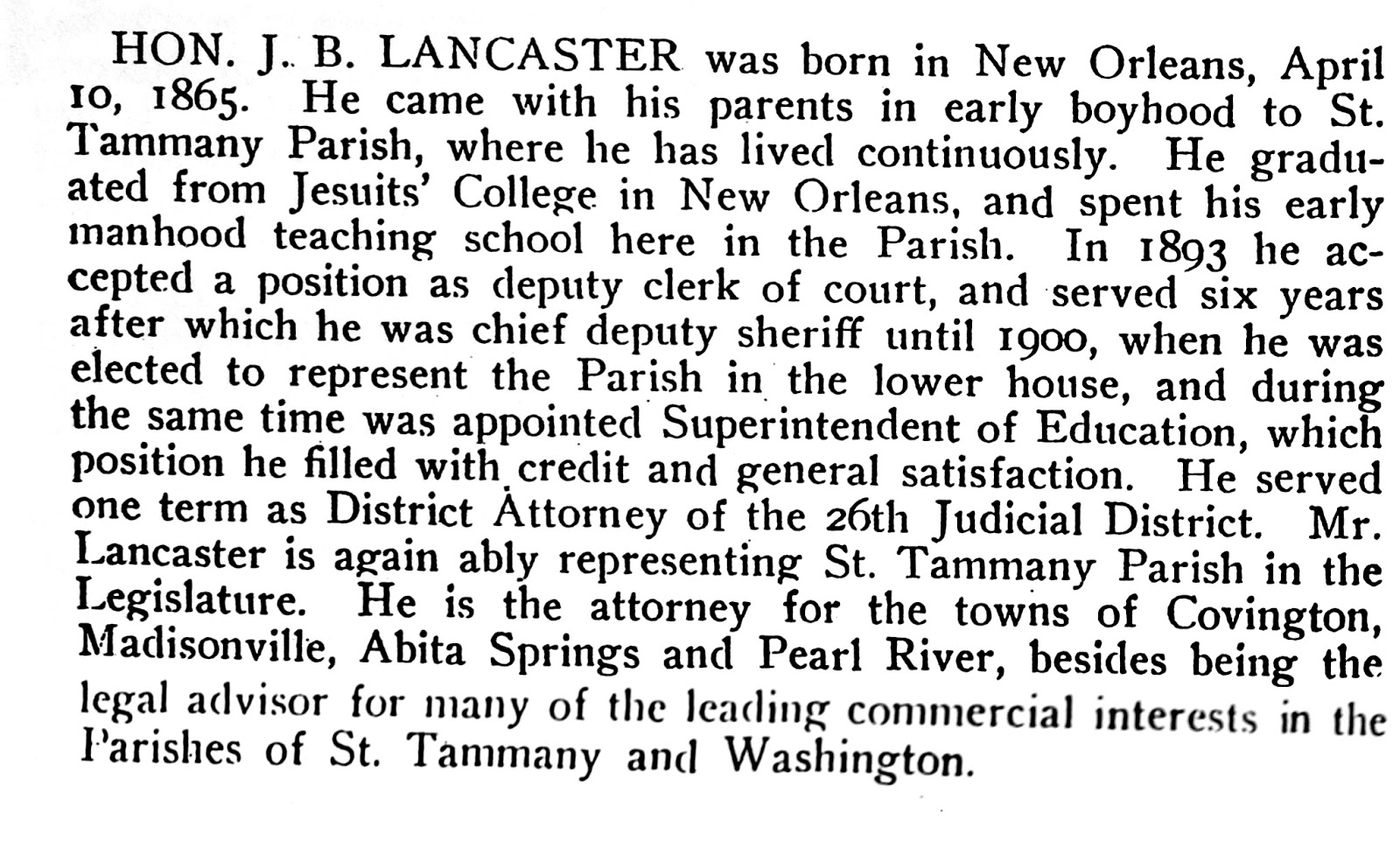 Tammany Family Joseph B. Lancaster
