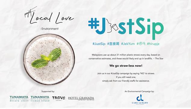 CARE LUXURY HOTELS & RESORTS GO STRAW-LESS WITH #JUSTSIP CAMPAIGN