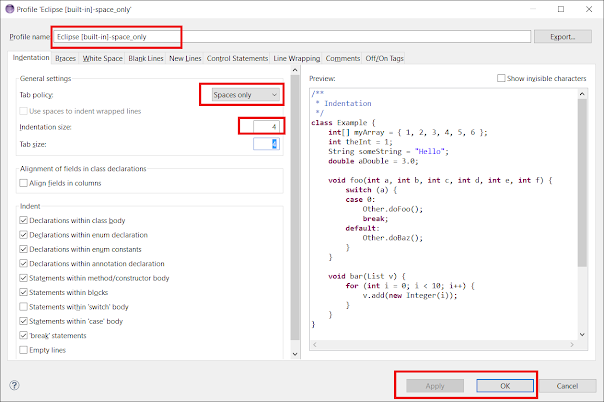 How to make Eclipse use spaces instead of tabs in Java editor