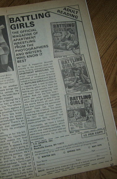 J S Wrestling Memorabilia From The Musty Yellowed Pages 1976 Ads For The Sister Publications Called Battling S Featuring Apartment Wrestling Are Here As Pellet Guns