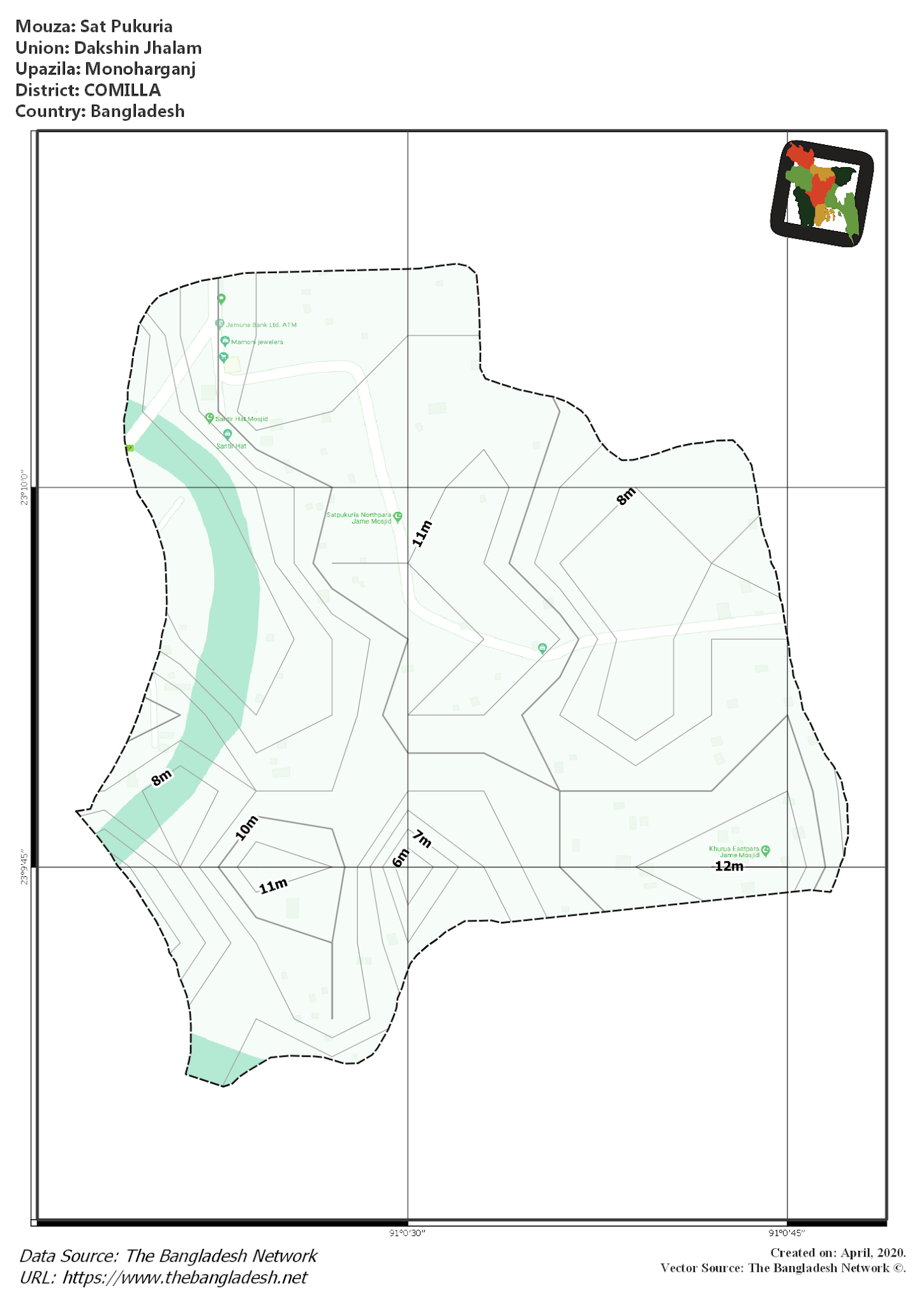 Map of Sat Pukuria Mouza of Monoharganj Upazila, COMILLA Map of Sat Pukuria Mouza of Monoharganj Upazila, COMILLA, Bangladesh.