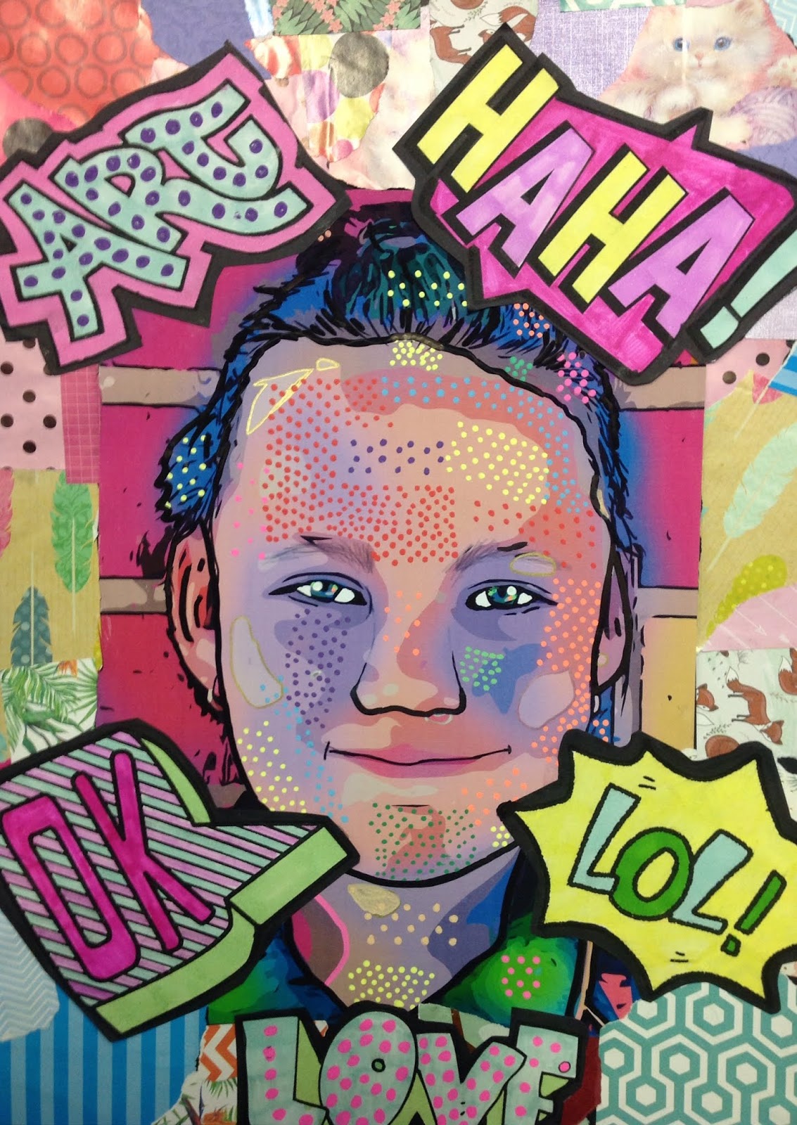 STUDENT ARTWORKS POP ART SELF PORTRAIT Digital Mixed Media Artwork