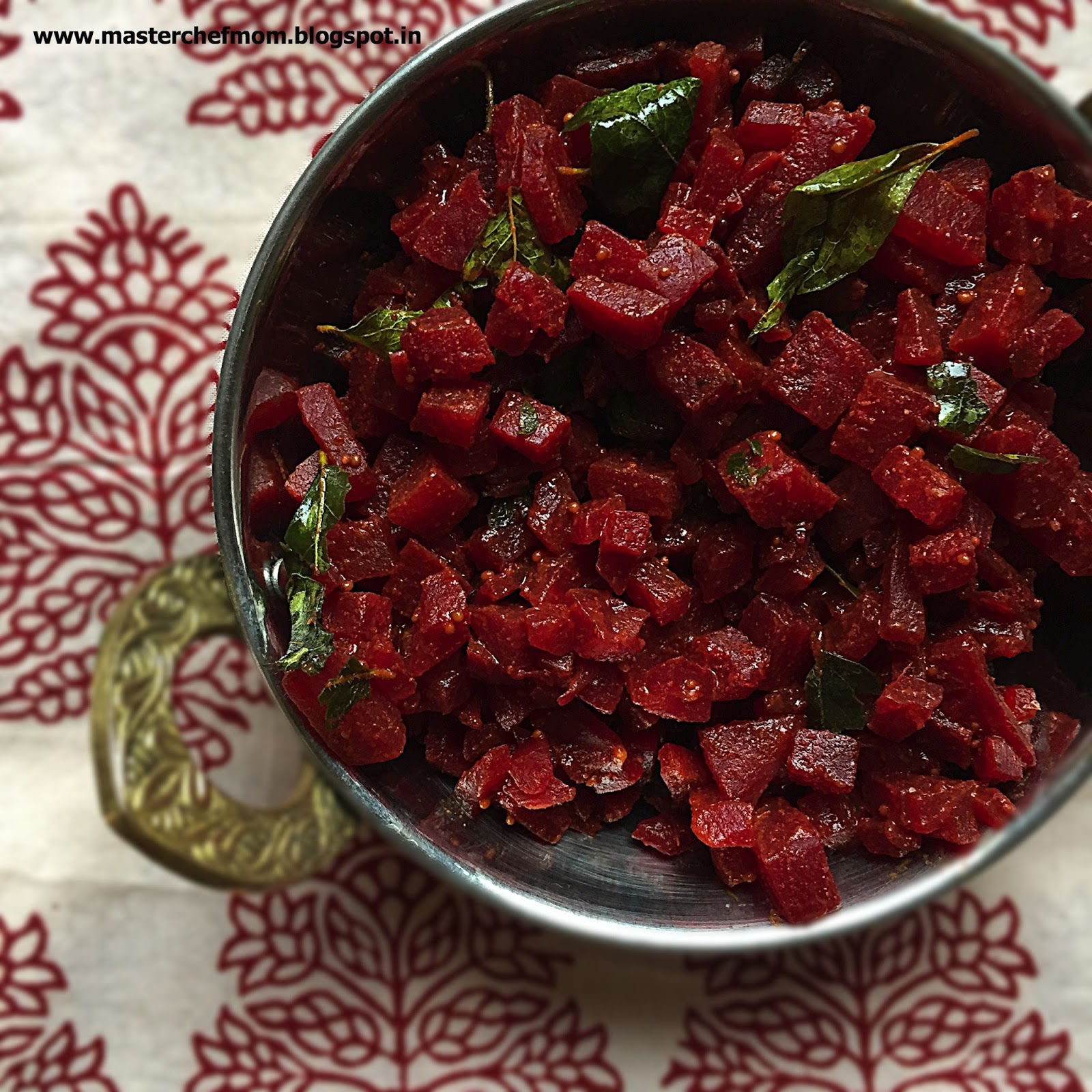 MASTERCHEFMOM Beetroot Poriyal Tam Brahm Style Beetroot Stir Fry