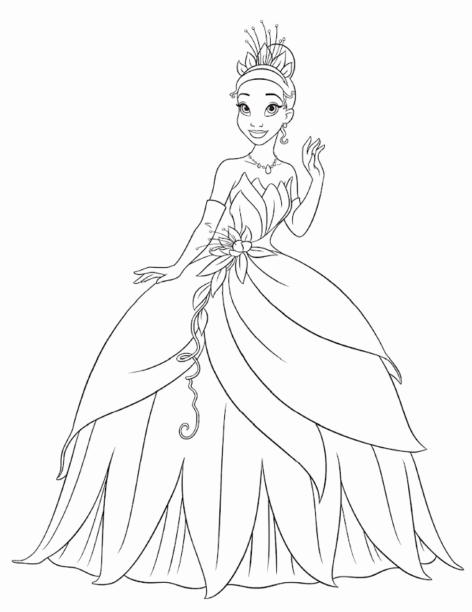 Desenhos de a princesa e o sapo para colorir, pintar, imprimir! Princesa Tiana para pintar Disney