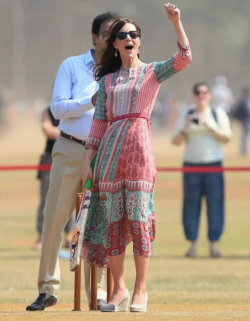 Prince William, Duke of Cambridge and Catherine, Duchess of Cambridge during a visit to meet children from Magic Bus, Childline and Doorstep, three non-governmental organizations, and watch a game of cricket at Mumbai's iconic recreation ground