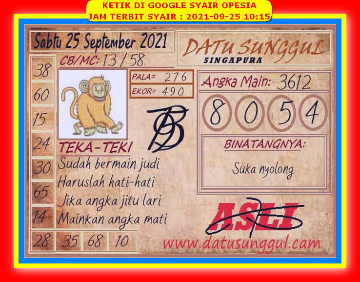 Kode Syair Singapore 25 September 2021 Forum Syair Togel Hongkong Singapura Sydney