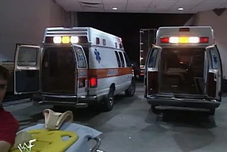 WWE / WWF St. Valentine's Day Massacre 1999 - IHY 27 - Ambulances waiting for The Rock & Mankind