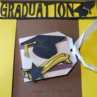 Graduation Gift Card, Ribbon, Brown, Yellow, Black, Cash or Gift Card