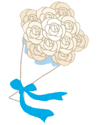 結婚式のイラスト「白いバラの花束・ブーケ」