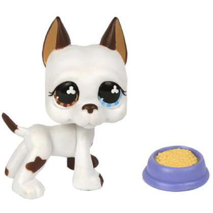 Littlest Pet Shop LPS #577white great dane dog puppy w/accessories 