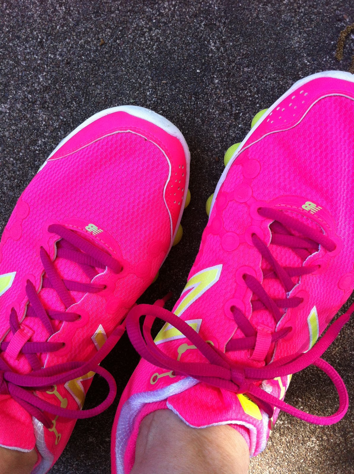 bright pink running shoes