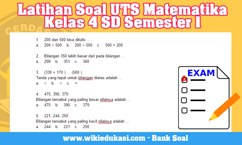 Latihan Soal Uts Matematika Kelas 4 Sd Semester 1 Idn Paperplane