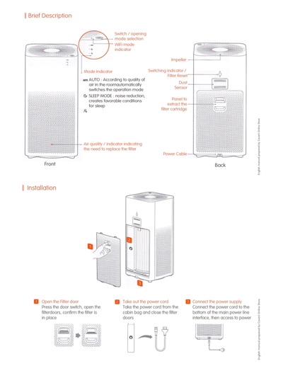 Mi Air Purifier English Manual Translated by Cavarii Online Store ~ Ask